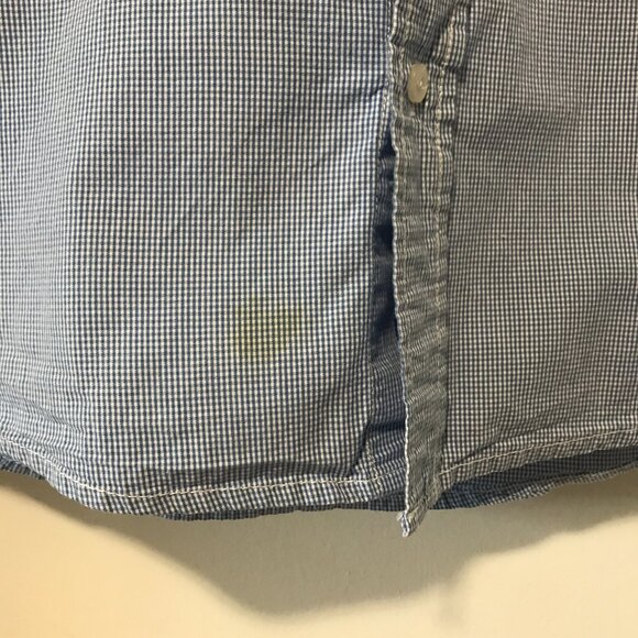 Paper Denim & Cloth 100% Cotton Checkered Collared Button Down Blue Men's Large - Picture 9 of 9